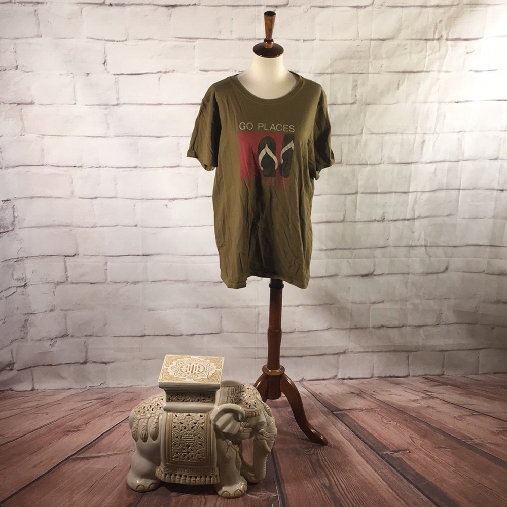 Life is Good Short Sleeve Tee with Flip Flop Image "Go Places" Graphic